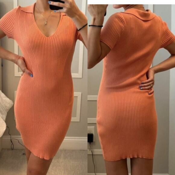 ABERCROMBIE & FITCH Ribbed Polo Dress Golf Tenniscore Preppy Sweater Dress sz M - Picture 1 of 15